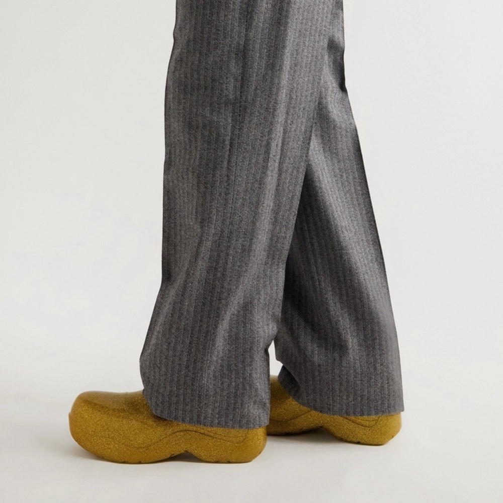 BOTTEGA VENETA Puddle Glitter Monobloc Chelsea Rubber Boots Gold Sz 39 EU/9 US